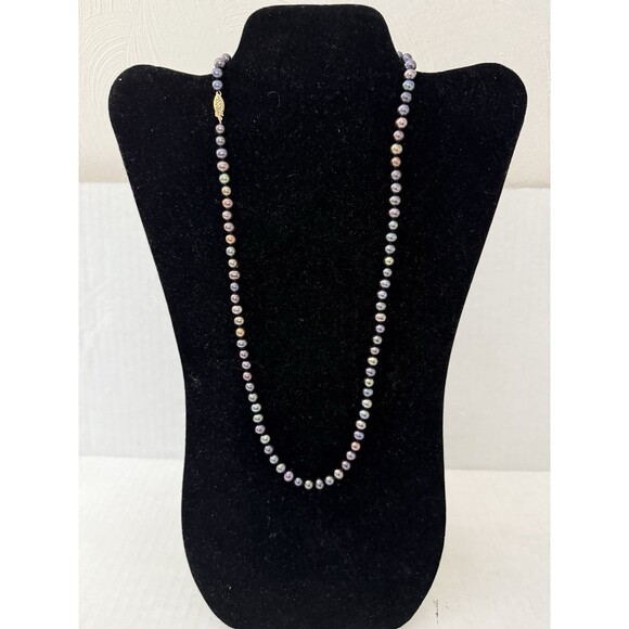 Vtg South Sea Style FAUX Cultured Pearl Yellow Goldtone Clasp Necklace 24" READ* - Picture 4 of 11